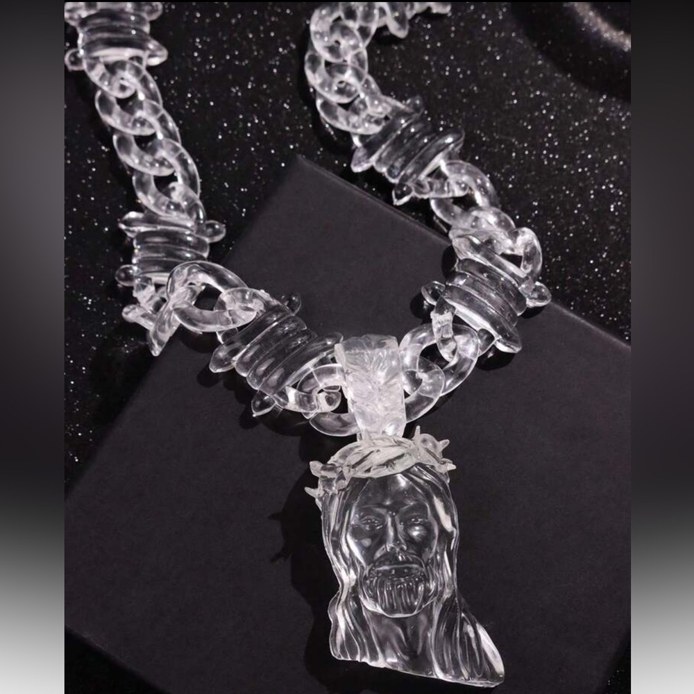 Clear Jesus Pendant Necklace